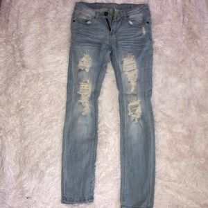 Light Wash Ripped Skinny Jeans